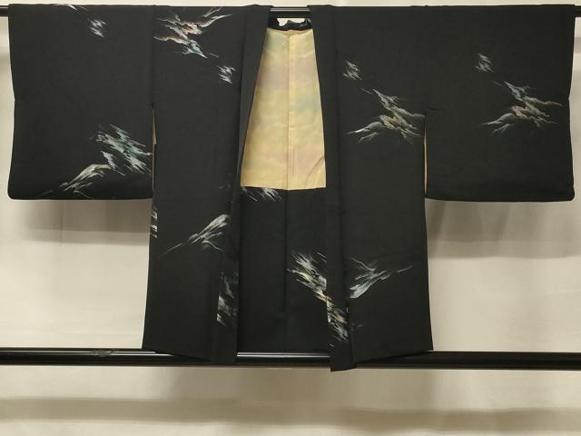 平和屋着物＃羽織　寿光織　霞文　黒地　金銀糸　正絹　逸品　CABE5486in