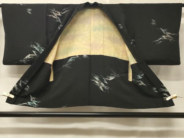 平和屋着物＃羽織　寿光織　霞文　黒地　金銀糸　正絹　逸品　CABE5486in