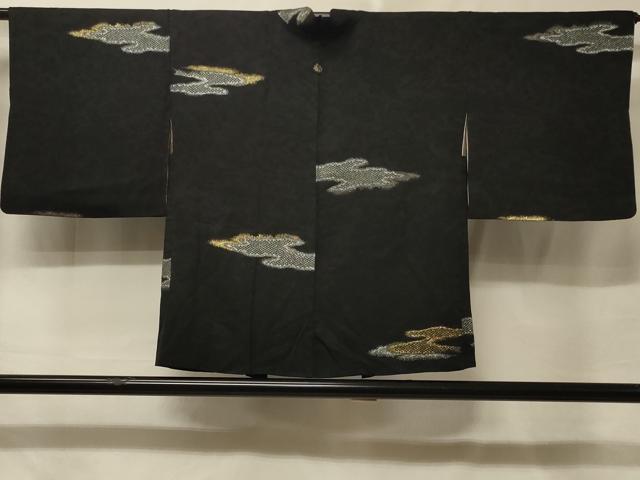 平和屋着物＃羽織 寿光織 霞文 黒地 金銀糸 正絹 逸品 CABE5488in