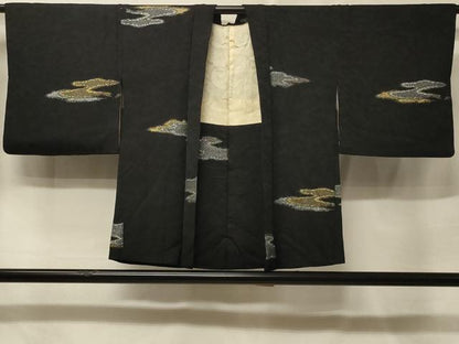 平和屋着物＃羽織 寿光織 霞文 黒地 金銀糸 正絹 逸品 CABE5488in