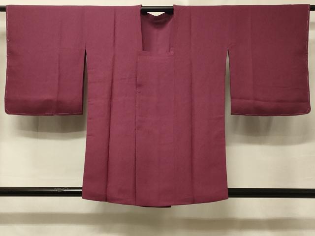 平和屋着物＃道行コート 霞地紋 暗紅色 反端付き 正絹 逸品 未使用 CABE5490in