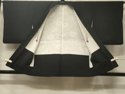 平和屋着物＃羽織　総刺繍　流水枝松文　黒地　正絹　逸品　CABE5493in