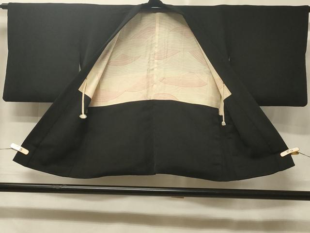 平和屋着物＃羽織 総刺繍 枝葉文 黒地 正絹 逸品 CABE5497in