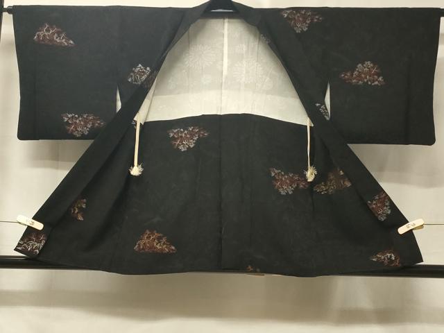平和屋着物＃羽織　寿光織　風景文　黒地　銀糸　正絹　逸品　CABE5499in 平和屋着物＃羽織 寿光織 風景文 黒地 銀糸 正絹 逸品 CABE5499in