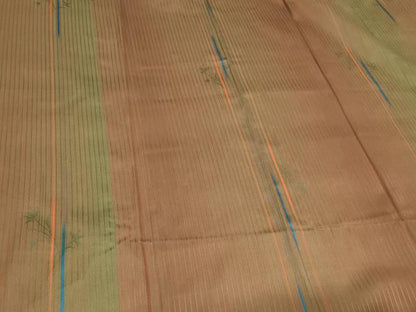 平和屋着物＃道行コート　雨コート　単衣　縞　枝花地紋　暈し染め　ロング丈　正絹　逸品　CABE5502in