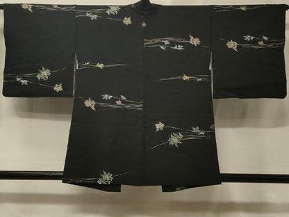 平和屋着物＃羽織　樹林文　枝花文　黒地　金銀糸　正絹　逸品　CABE5504in