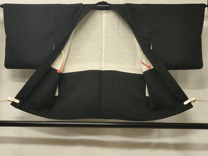 平和屋着物＃羽織　寿光織　破れ色紙枝葉文　黒地　金糸　正絹　逸品　CABE5505in