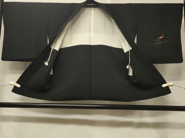 平和屋着物＃羽織　駒刺繍　花籠文　黒地　金銀彩　正絹　逸品　CABE5507in
