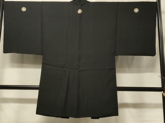 平和屋着物＃男性　長羽織　黒紋付き　作家物　正絹　逸品　CABE5508in