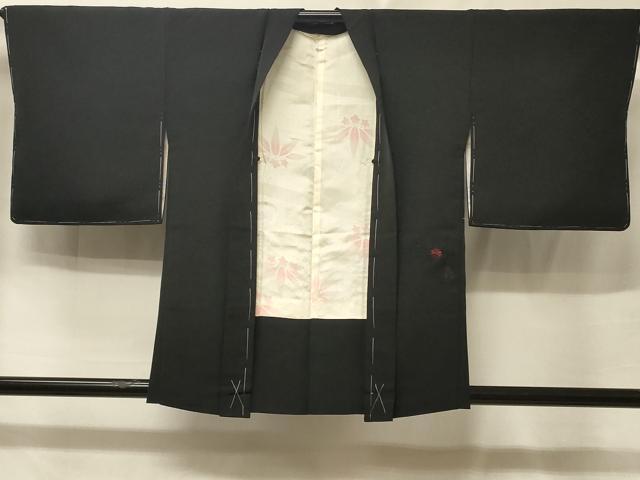平和屋着物＃羽織　総刺繍　流水草花文　黒地　正絹　逸品　未使用　CABE5509in