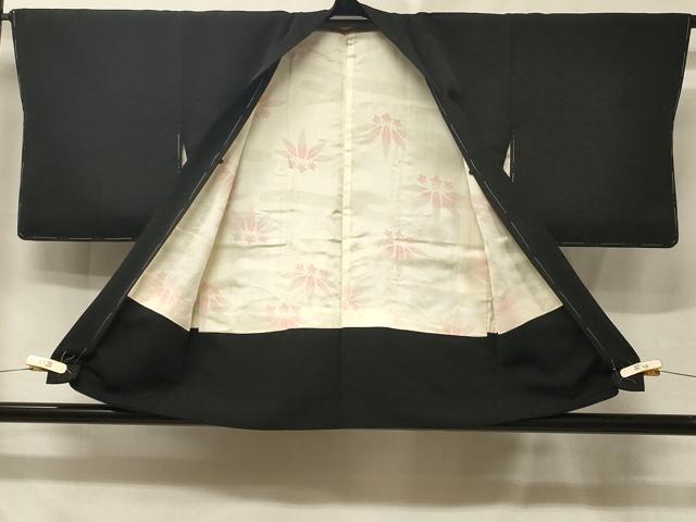 平和屋着物＃羽織　総刺繍　流水草花文　黒地　正絹　逸品　未使用　CABE5509in