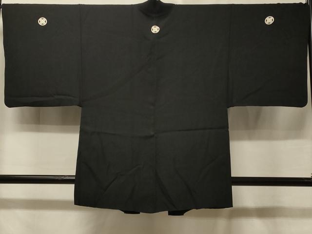平和屋着物＃男性　羽織　黒紋付き　羽裏：達磨　金糸　正絹　逸品　CABE5510in