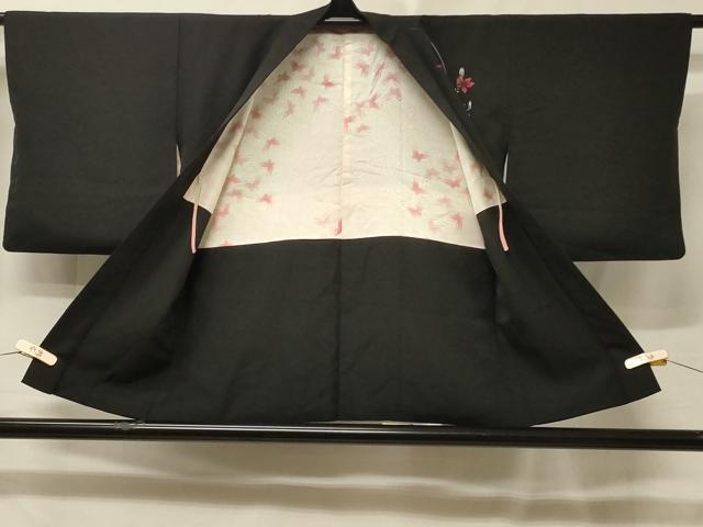 平和屋着物＃羽織　総刺繍　枝垂れ花文　黒地　正絹　逸品　CABE5514in