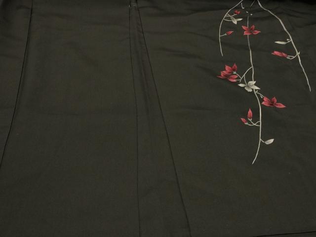 平和屋着物＃羽織　総刺繍　枝垂れ花文　黒地　正絹　逸品　CABE5514in