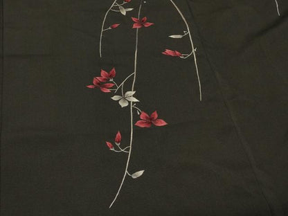 平和屋着物＃羽織　総刺繍　枝垂れ花文　黒地　正絹　逸品　CABE5514in