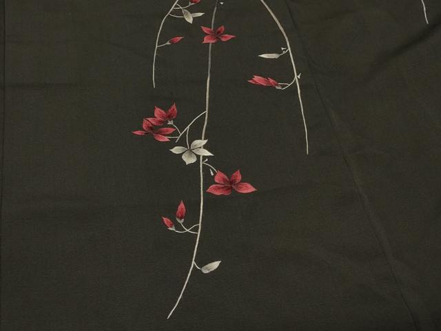 平和屋着物＃羽織　総刺繍　枝垂れ花文　黒地　正絹　逸品　CABE5514in