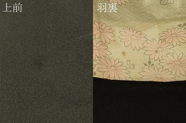 平和屋着物＃羽織　寿光織　草葉文　黒地　金銀糸　正絹　逸品　CABE5518in