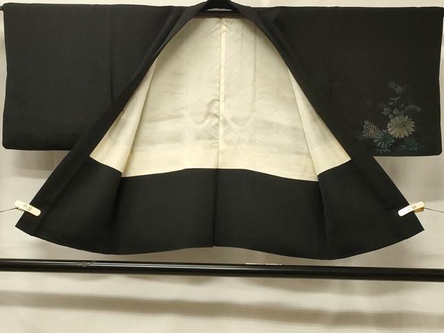 平和屋着物＃羽織　寿光織　御所車草花文　黒地　金銀糸　正絹　逸品　CABE5519in