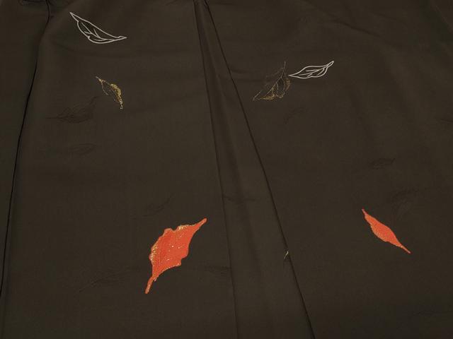平和屋着物＃羽織　寿光織　舞葉文　黒地　金糸　正絹　逸品　CABE5520in