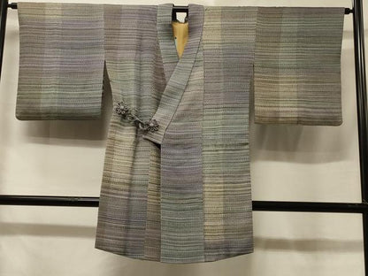 平和屋着物＃道中着　横段文　ロング丈　正絹　逸品　CABE5524in