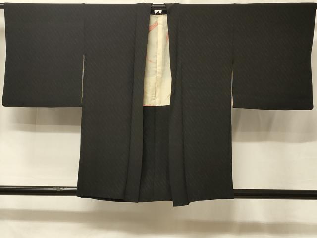 平和屋着物＃羽織　寿光織　短冊花文　黒地　金銀糸　正絹　逸品　CABE5529in
