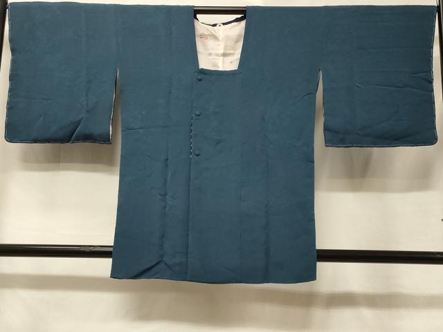 平和屋着物＃道行コート　更紗花地紋　鉄御納戸色　正絹　逸品　CABE5530in