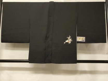 平和屋着物＃羽織　仮絵羽　花車文　黒地　正絹　逸品　未使用　CABE5534in