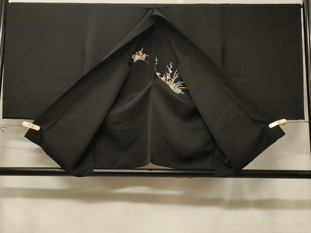 平和屋着物＃羽織　仮絵羽　花車文　黒地　正絹　逸品　未使用　CABE5534in