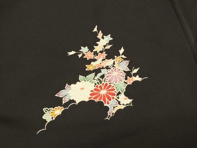 平和屋着物＃羽織　仮絵羽　花車文　黒地　正絹　逸品　未使用　CABE5534in