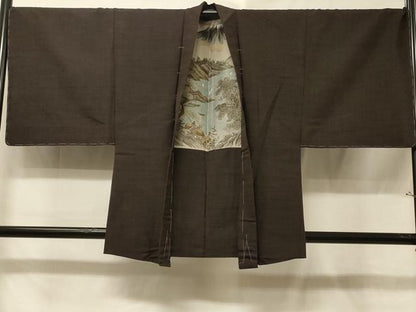 平和屋着物＃男性　羽織　紬地　霞文　正絹　逸品　未使用　CABE5558in