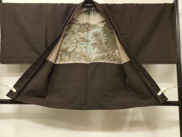 平和屋着物＃男性　羽織　紬地　霞文　正絹　逸品　未使用　CABE5558in