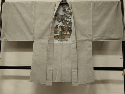 平和屋着物＃男性　長羽織　紬地　枯野色　正絹　逸品　未使用　CABE5559in