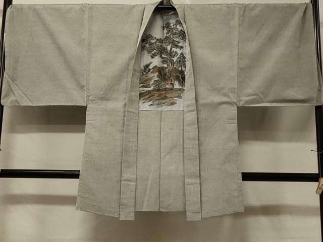 平和屋着物＃男性　長羽織　紬地　枯野色　正絹　逸品　未使用　CABE5559in