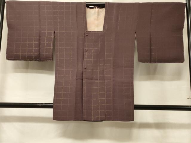平和屋着物＃道行コート　格子柄　金糸　正絹　逸品　未使用　CABE5562in
