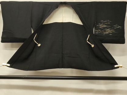 平和屋着物＃羽織　寿光織　霞文　黒地　金銀糸　正絹　逸品　CABE5569in