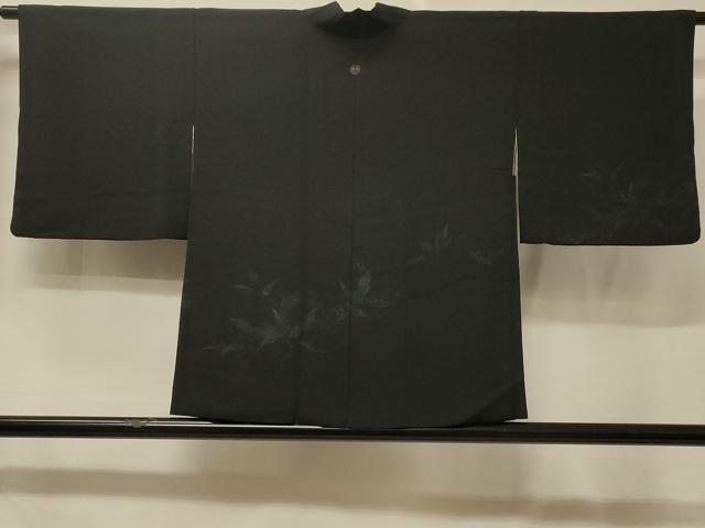 平和屋着物＃羽織　枝葉文　黒地　正絹　逸品　CABE5572in