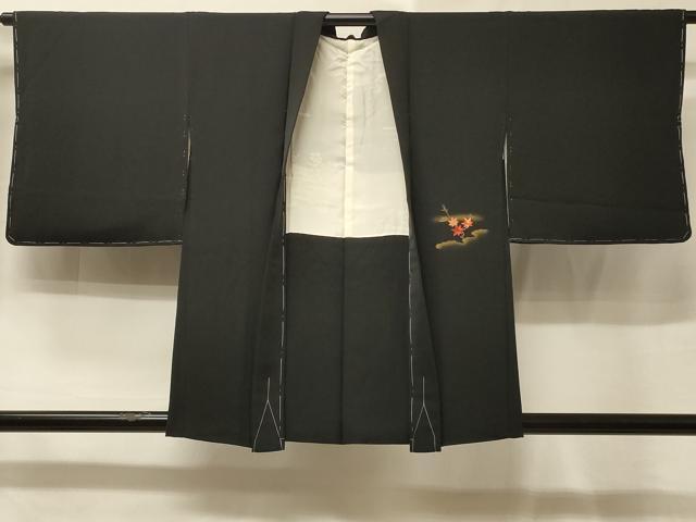 平和屋着物＃羽織　刺繍　松皮菱貝桶花文　黒地　金彩　正絹　逸品　未使用　CABE5573in