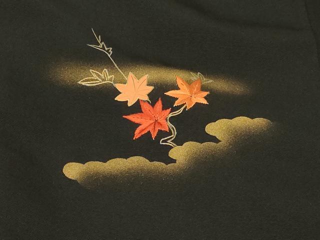 平和屋着物＃羽織　刺繍　松皮菱貝桶花文　黒地　金彩　正絹　逸品　未使用　CABE5573in
