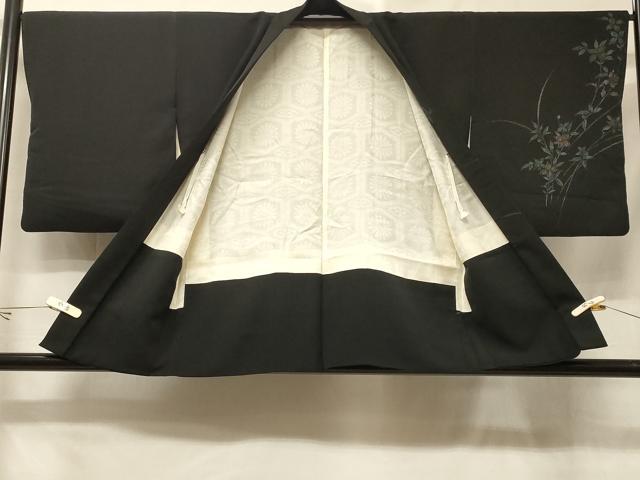 平和屋着物＃羽織　枝花文　黒地　正絹　逸品　CABE5575in