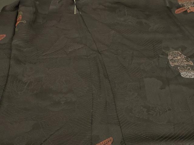 平和屋着物＃羽織　寿光織　陶器文　黒地　正絹　逸品　CABE5576in
