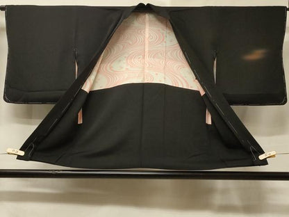 平和屋着物＃羽織　御所車花文　暈し染め　黒地　金彩　正絹　逸品　未使用　CABE5579in