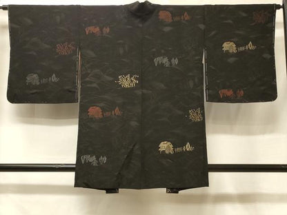 平和屋着物＃羽織　寿光織　風景文　黒地　金銀糸　正絹　逸品　未使用　CABE5581in