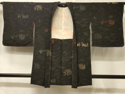 平和屋着物＃羽織　寿光織　風景文　黒地　金銀糸　正絹　逸品　未使用　CABE5581in