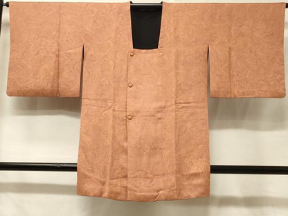 平和屋着物＃道行コート　リバーシブル　墨流し文様　黒地　正絹　逸品　CABE5582in