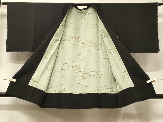 平和屋着物＃道行コート　総刺繍　草花文　黒地　金糸　正絹　逸品　未使用　CABE5588in