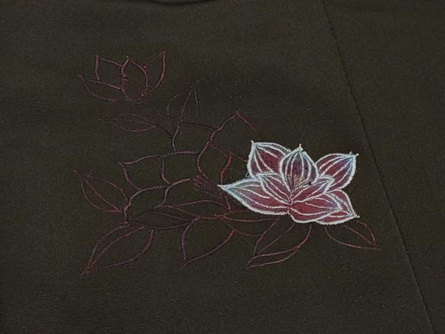 平和屋着物＃道行コート　総刺繍　草花文　黒地　金糸　正絹　逸品　未使用　CABE5588in