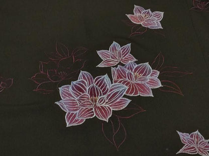 平和屋着物＃道行コート　総刺繍　草花文　黒地　金糸　正絹　逸品　未使用　CABE5588in
