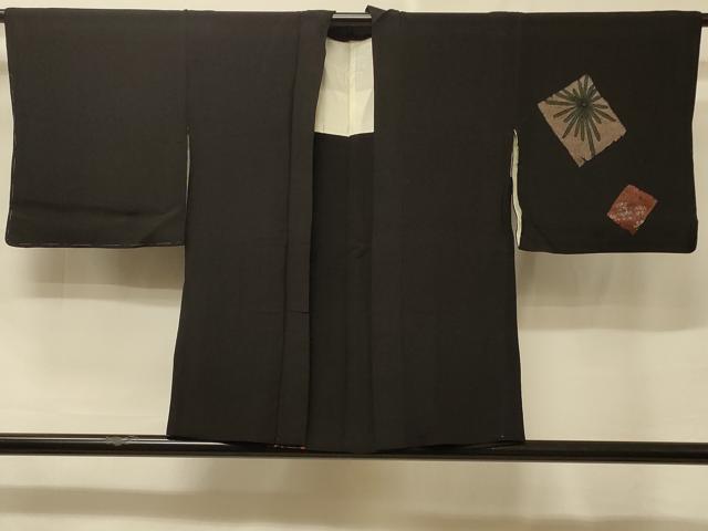 平和屋着物＃羽織　寿光織　破れ色紙花文　黒地　金銀糸　正絹　逸品　CABE5590in
