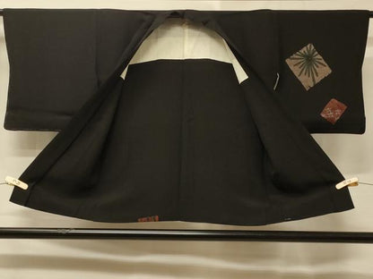 平和屋着物＃羽織　寿光織　破れ色紙花文　黒地　金銀糸　正絹　逸品　CABE5590in