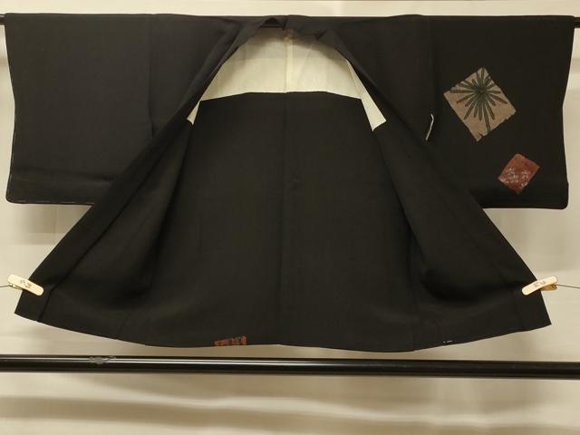 平和屋着物＃羽織　寿光織　破れ色紙花文　黒地　金銀糸　正絹　逸品　CABE5590in